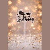 Black Happy Birthday Cake Topper