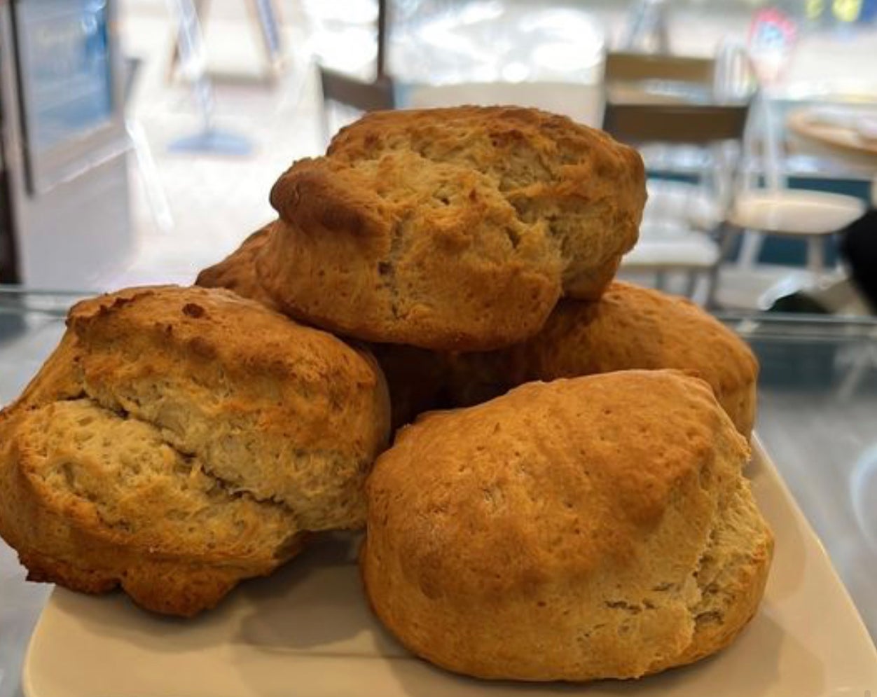 Scone , clotted cream,jam and butter