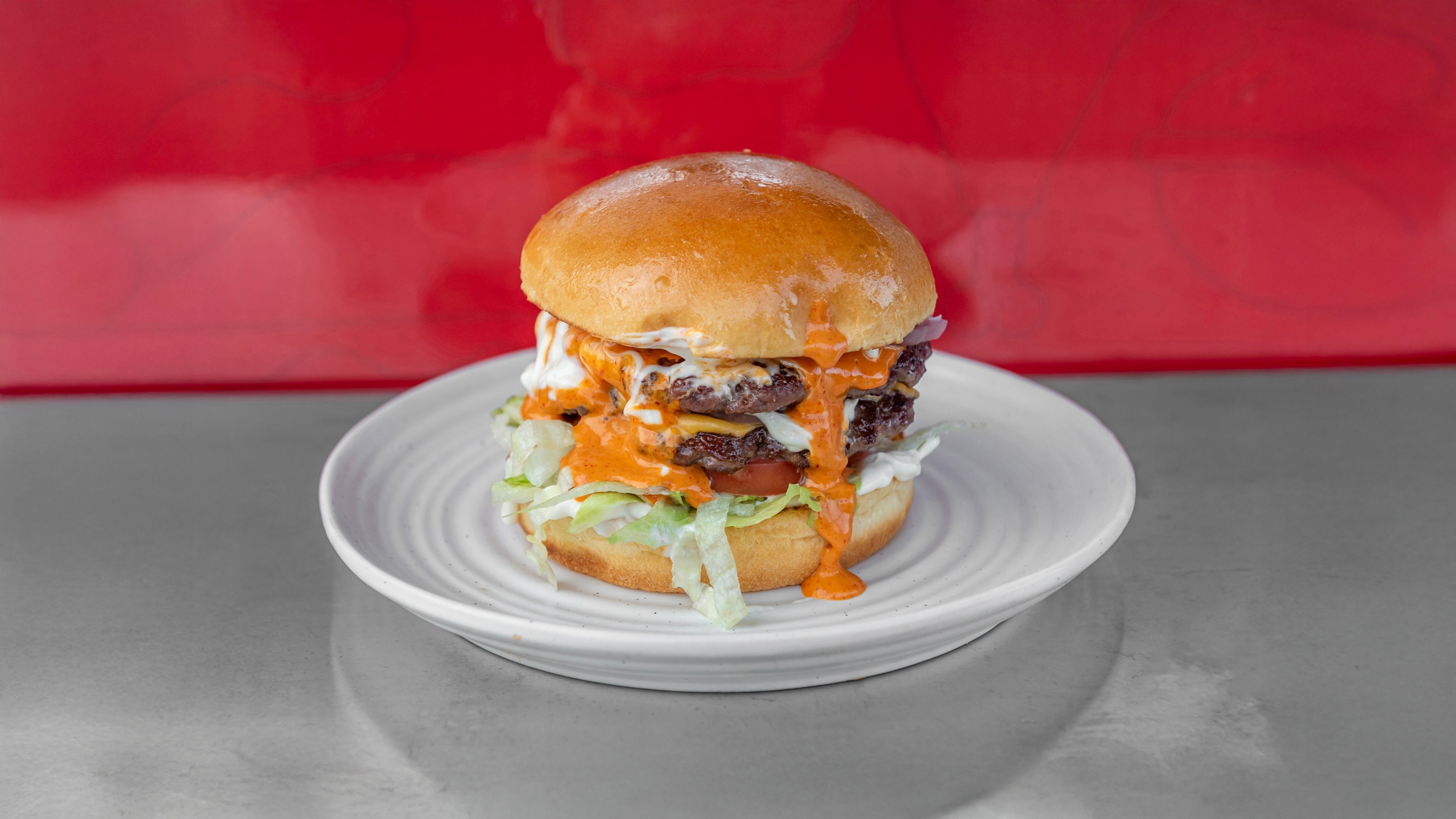 Beef Double Smash Burger Meal with free 3 chicken wings