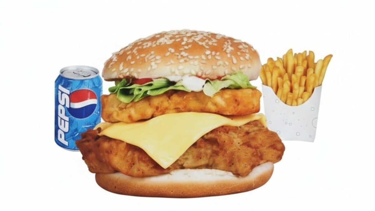 Tower Burger with Cheese and Hash Brown