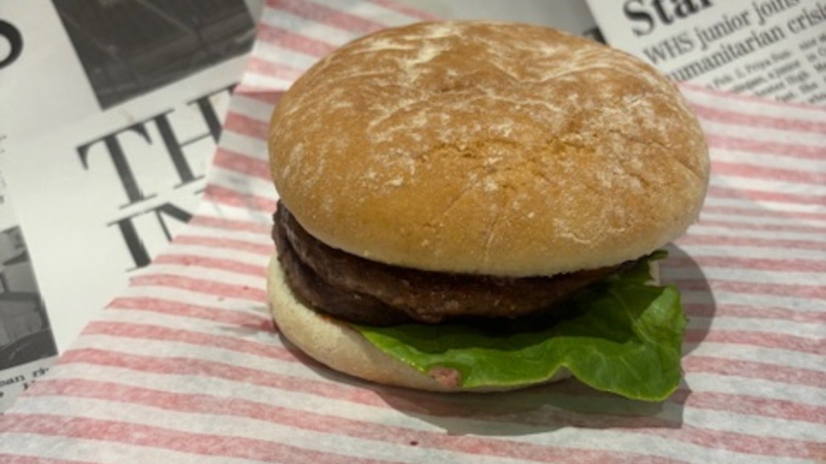 Double Beef Burger on Barm with Lettuce and Tomato