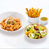 Trio: Pasta, Salad, Appetizer