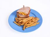 Turkey Ham And Egg Melt Sandwich with Fries