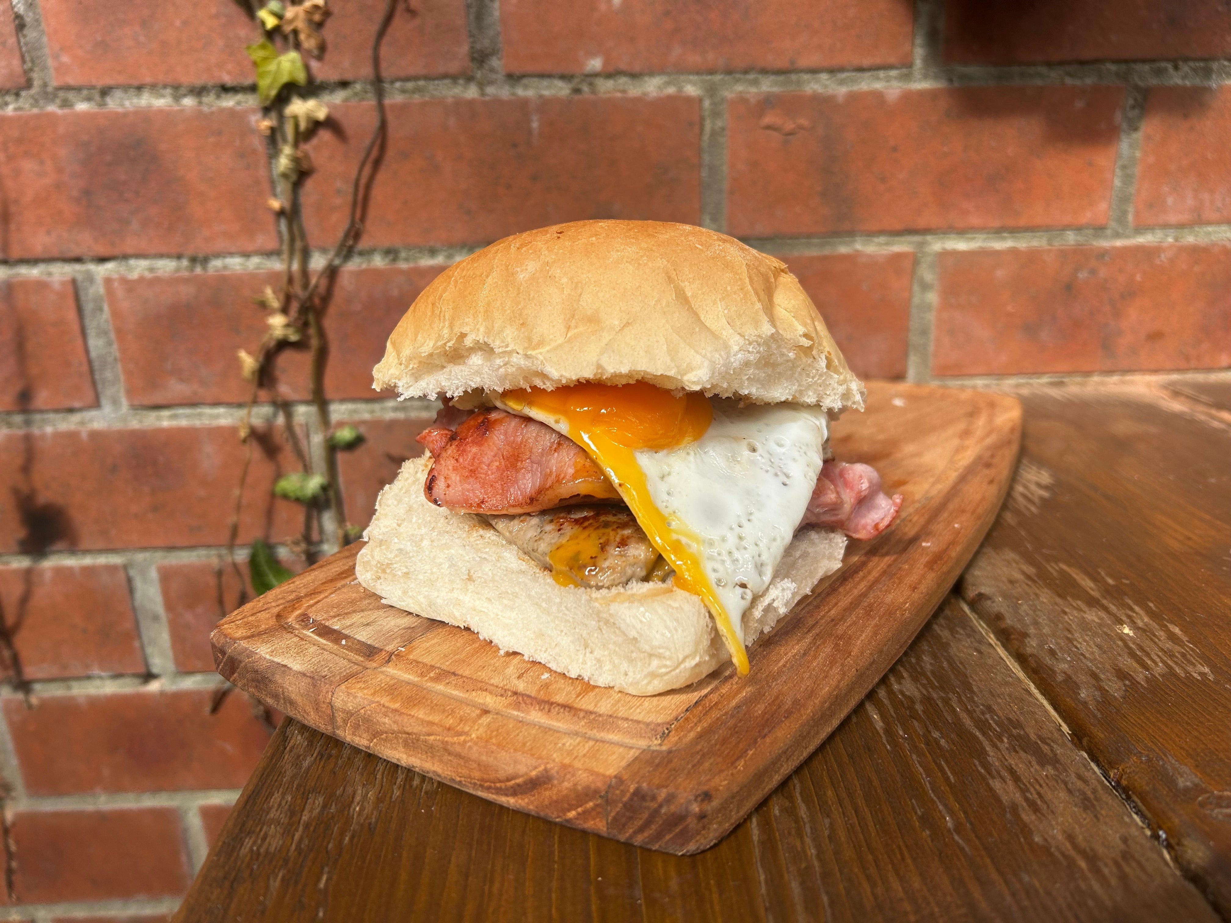 Sausage, Bacon & Egg Bap