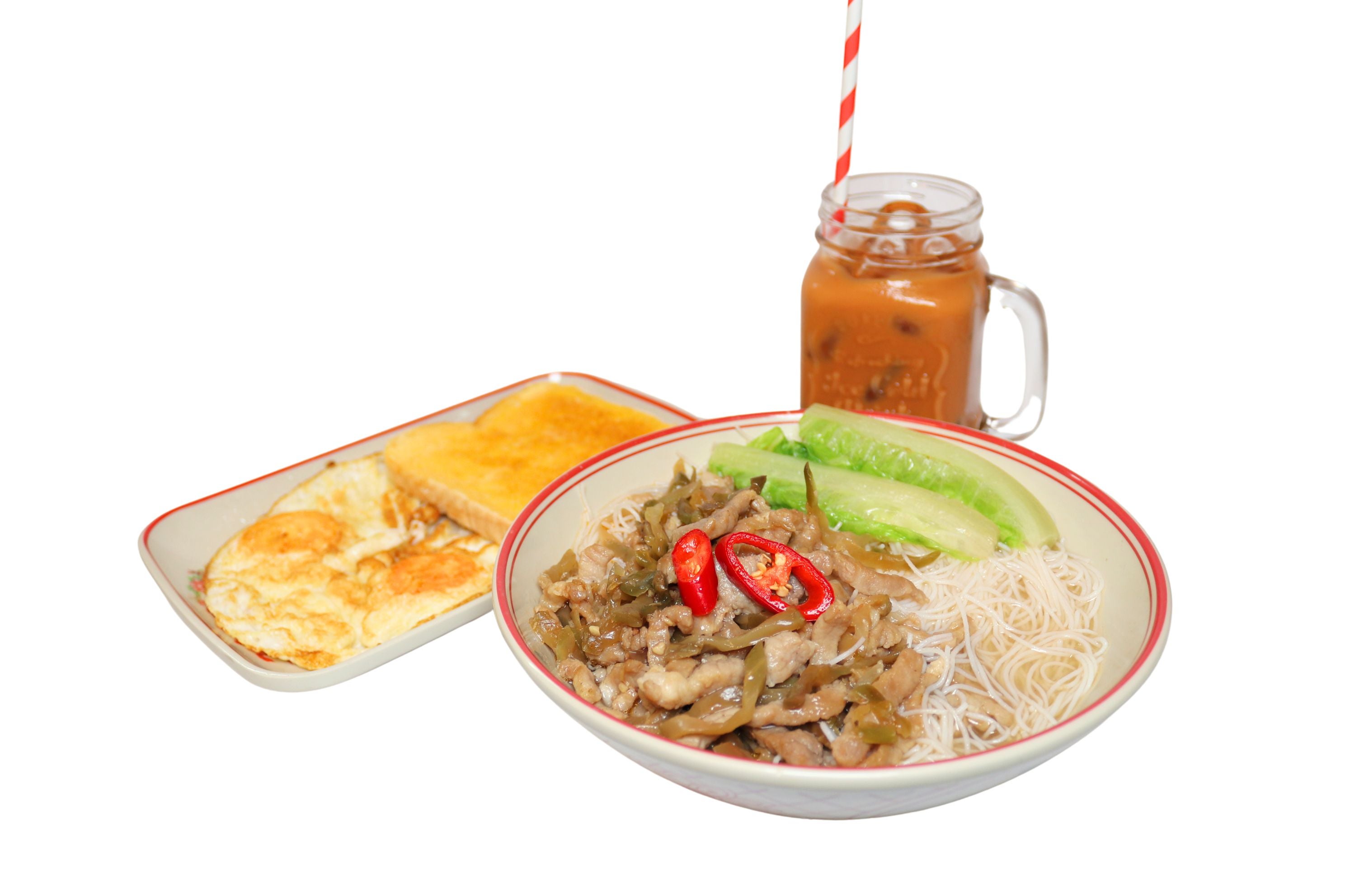 Shredded Pork with Preserved Mustard Stem Soup Vermicelli 榨菜肉絲米粉