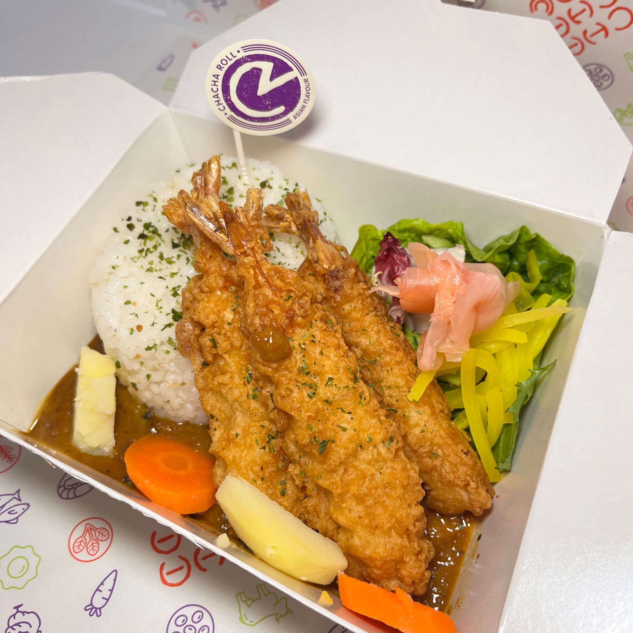 Honey Black Pepper Tempura Prawn Rice Bowl - 蜜汁黑椒天妇罗炸虾饭