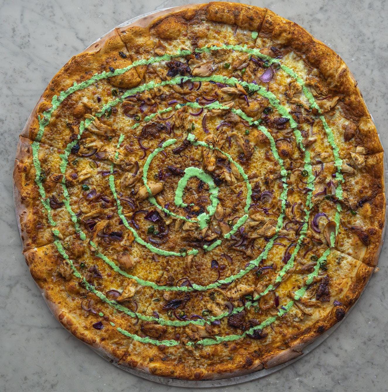 Smokey Butter Chicken pizza