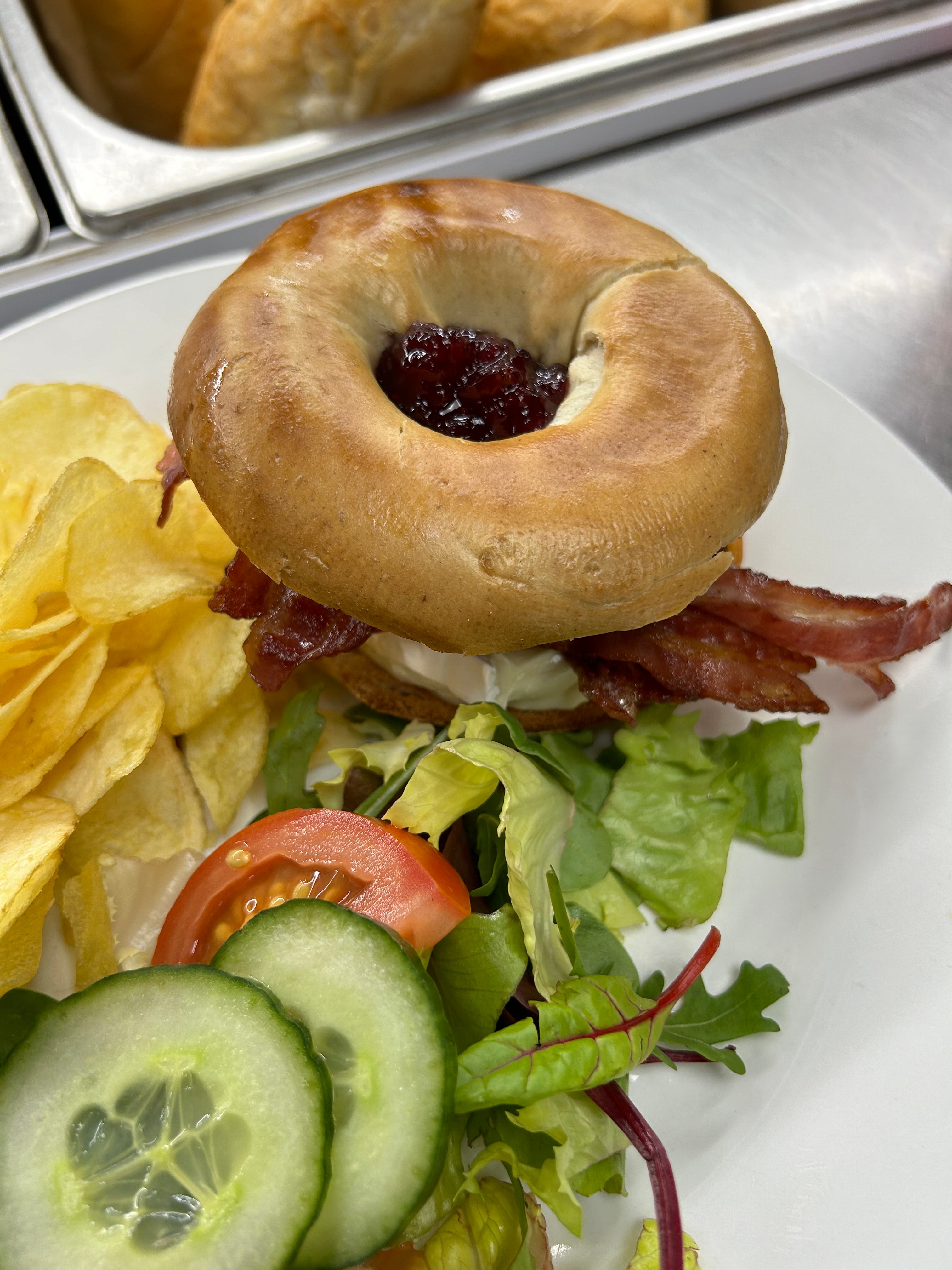 Bacon, Brie and Cranberry Sauce Bagel