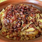 Chicken Tajine with onions and raisins