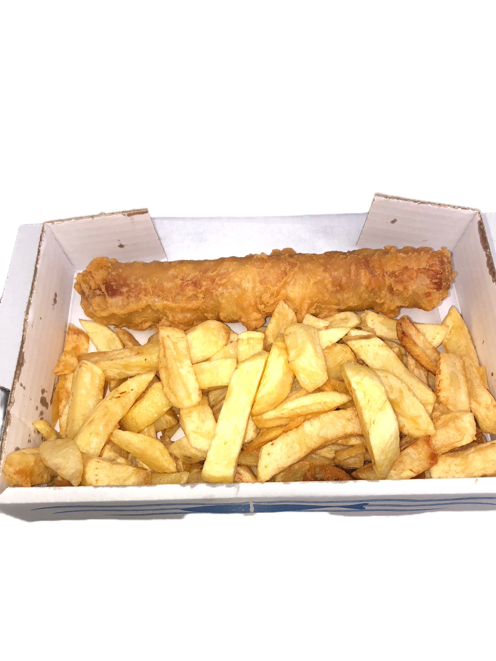 Jumbo Sausage in Batter and Chips