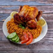 Roasted Chicken With Kapsa Rice And Laban
