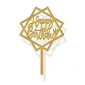 Happy Birthday Square Gold Topper