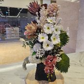Mixed Artificial Flowers Tree Log Vase