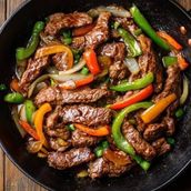 Sizzling Chinese Pepper Steak with Onions