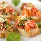 Vegetable Bruschetta With Parmesan Cheese