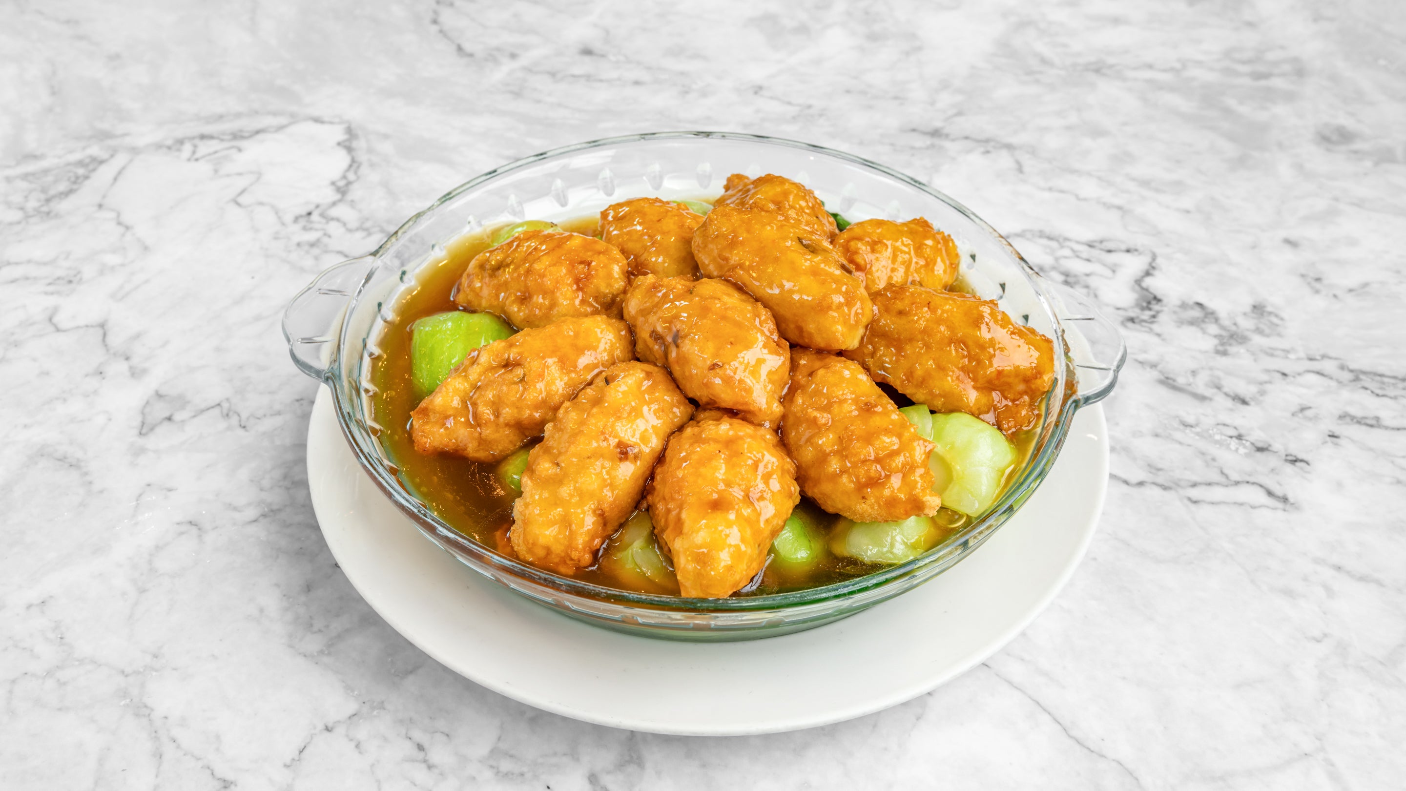 Deep Fried Bean Curd Stuffed with Prawn Paste in Oyster Sauce 琵琶豆腐