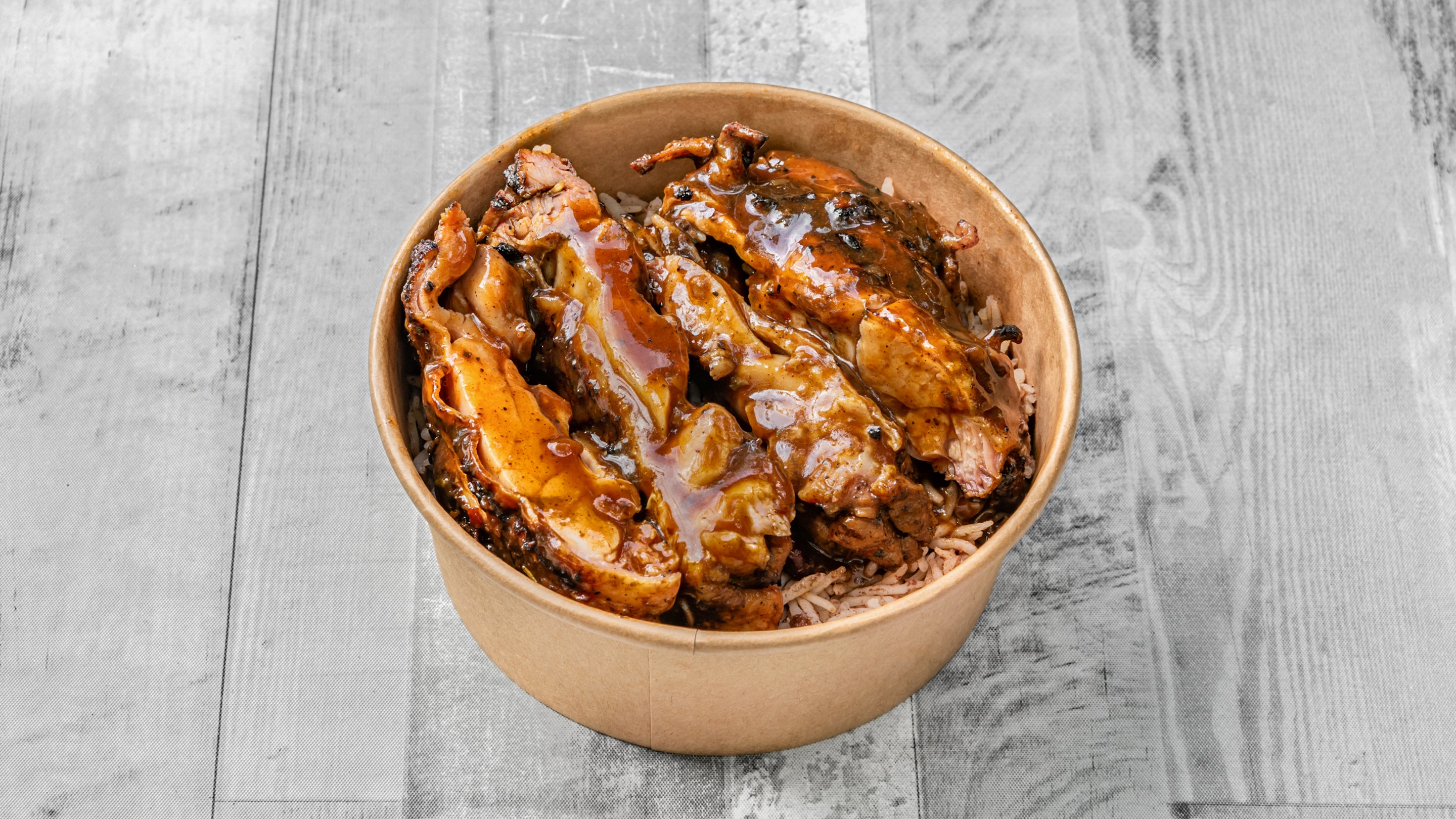 Boneless Coconut Jerk - with Either White Rice or Rice and Peas