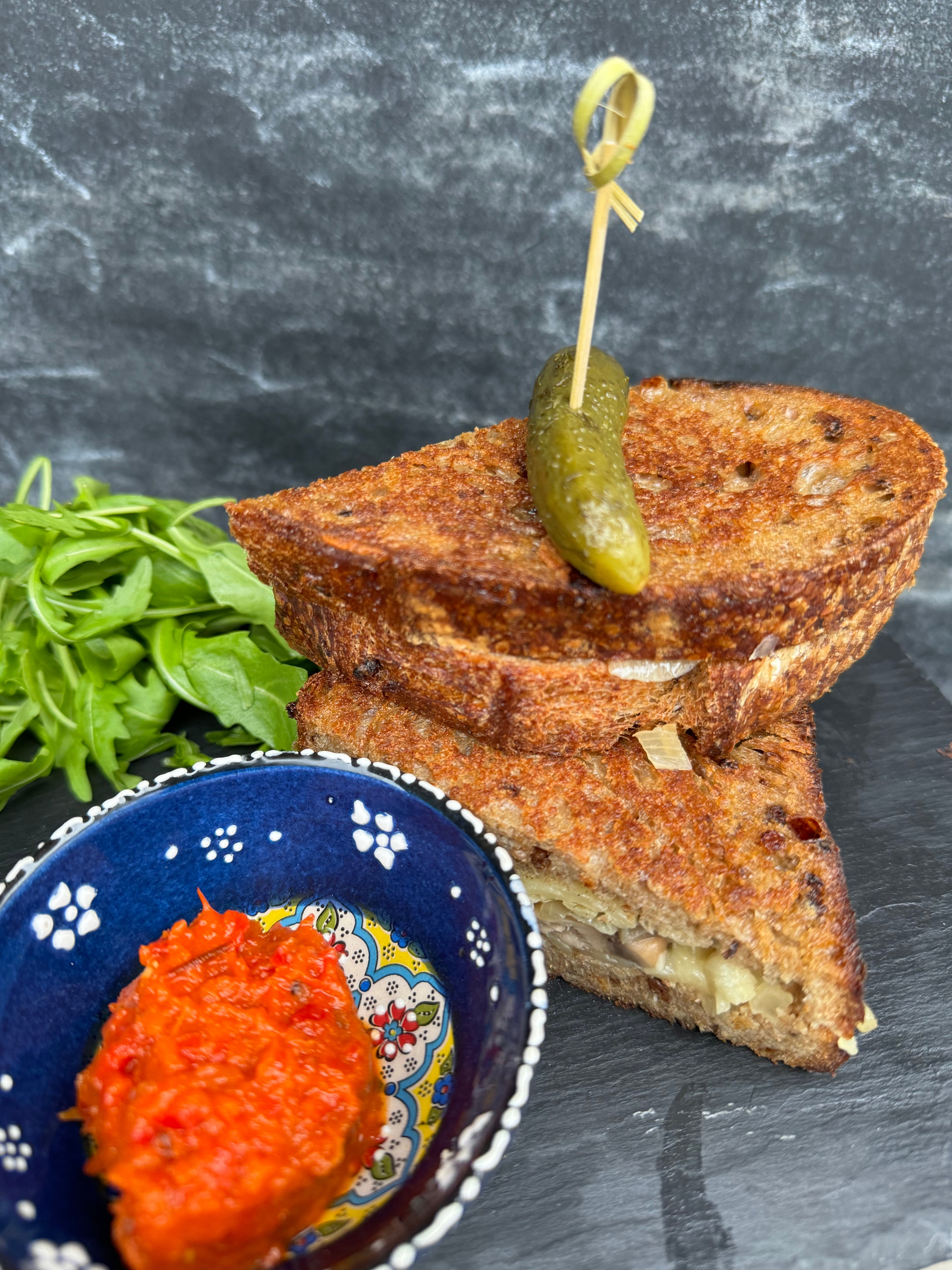 Cheddar, Mushrooms & Onions Sourdough Toastie