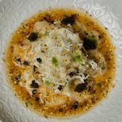 Scallop Carpaccio with Coconut Cabbage and Wasabi Dressing
