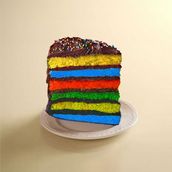 Rainbow Choco Cake slice