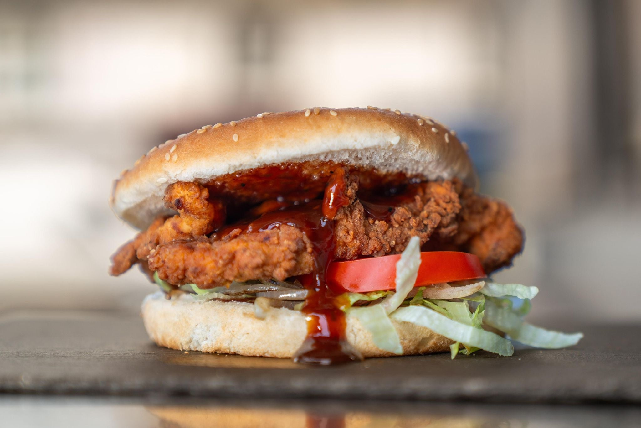 BBQ Jerk Fried Chicken Burger
