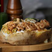 Baked Potato With Grilled Shrimps