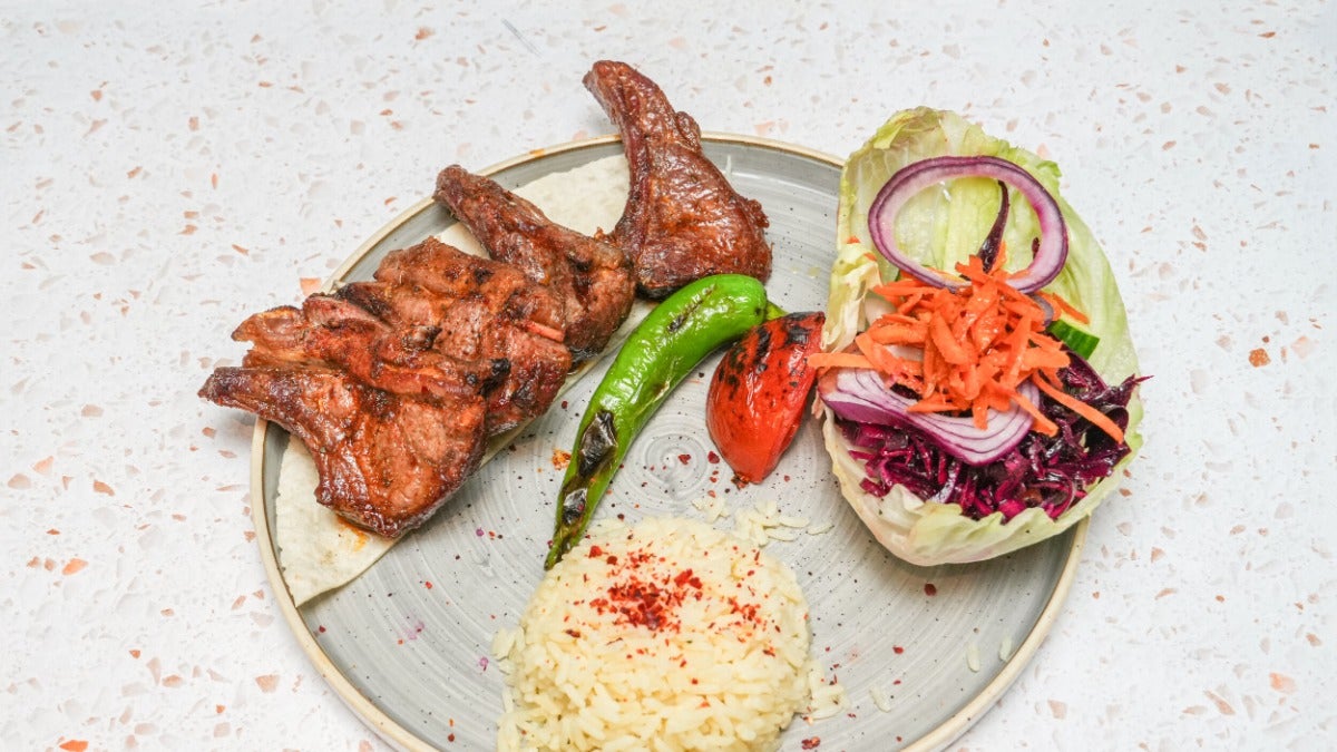Lamb Chops with rice and salad